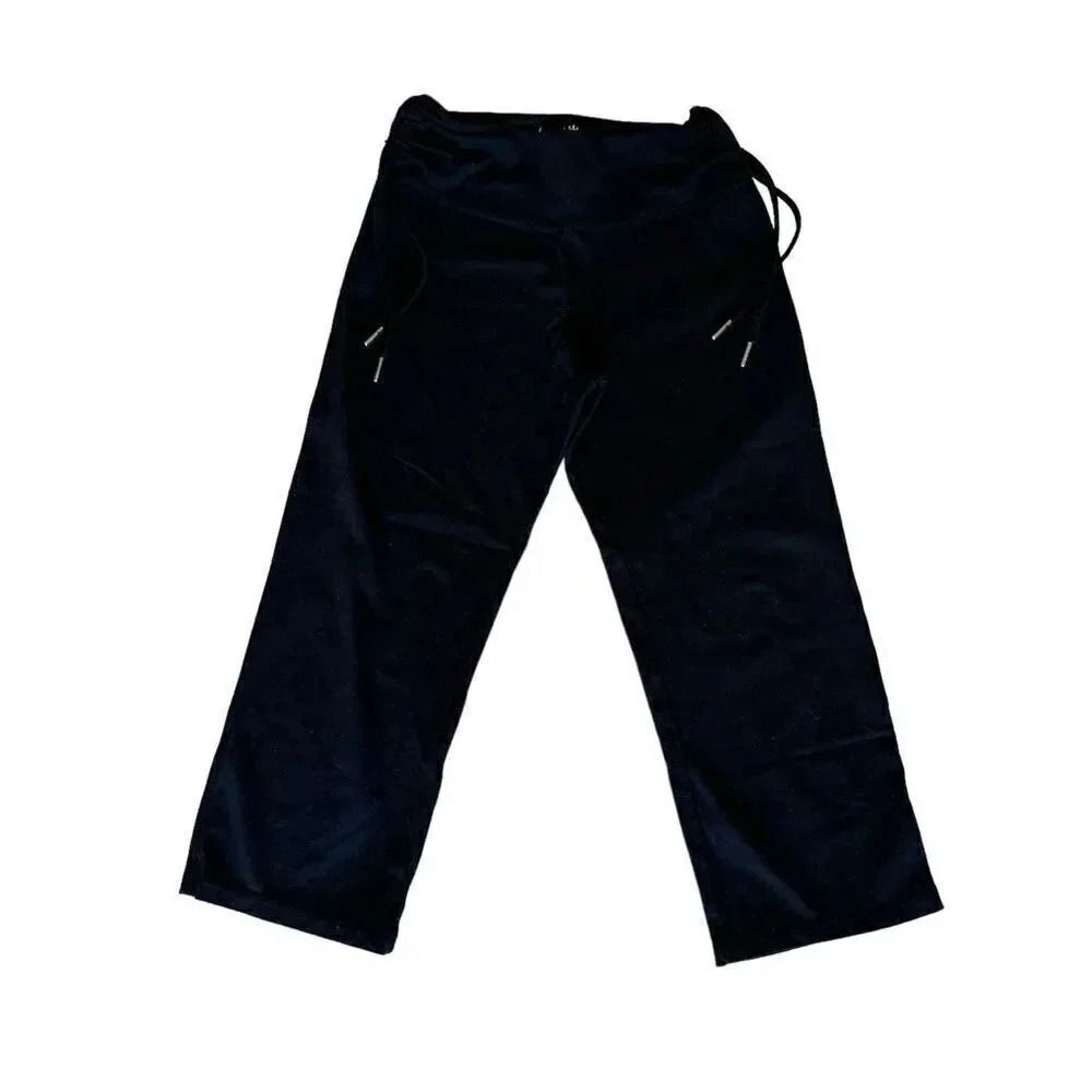 Kyodan Black Elastic Waist Pull On Capri Yoga Sporty Straight Leg Mid Rise Sz S